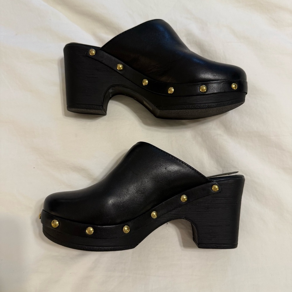 Steve Madden Black Gold Studded Mules